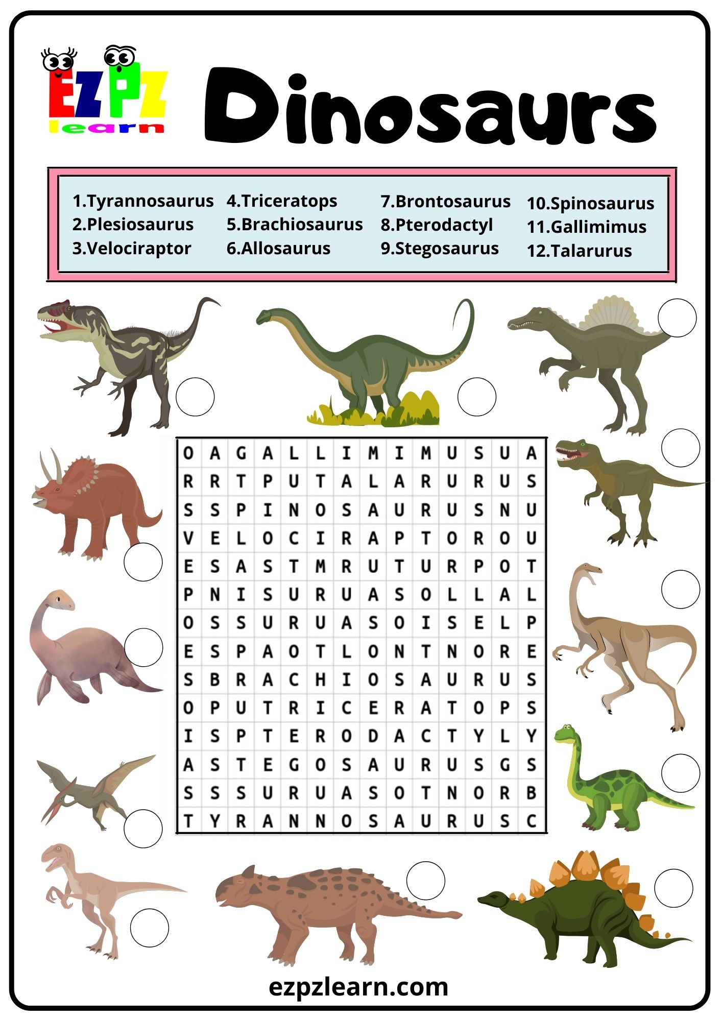 Dinosaurs - Ezpzlearn.com